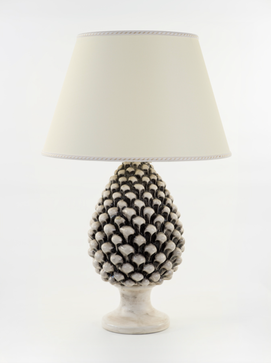 Pigna Lume TDS Ceramica Caltagirone cm H.37 Artigianale Beige Fumè - LAMPADE