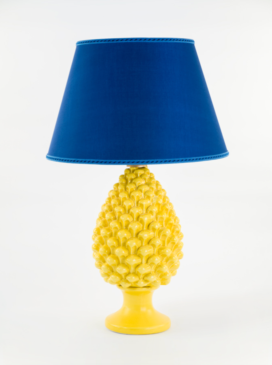 Pigna Lume TDS Ceramica Caltagirone cm H.37 Artigianale Giallo - LAMPADE