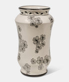 Portaombrelli Albarello TDS Ceramica Caltagirone Decoro Fiori e Foglie Neri - VASO