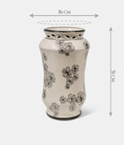 Portaombrelli Albarello TDS Ceramica Caltagirone Decoro Fiori e Foglie Neri - VASO