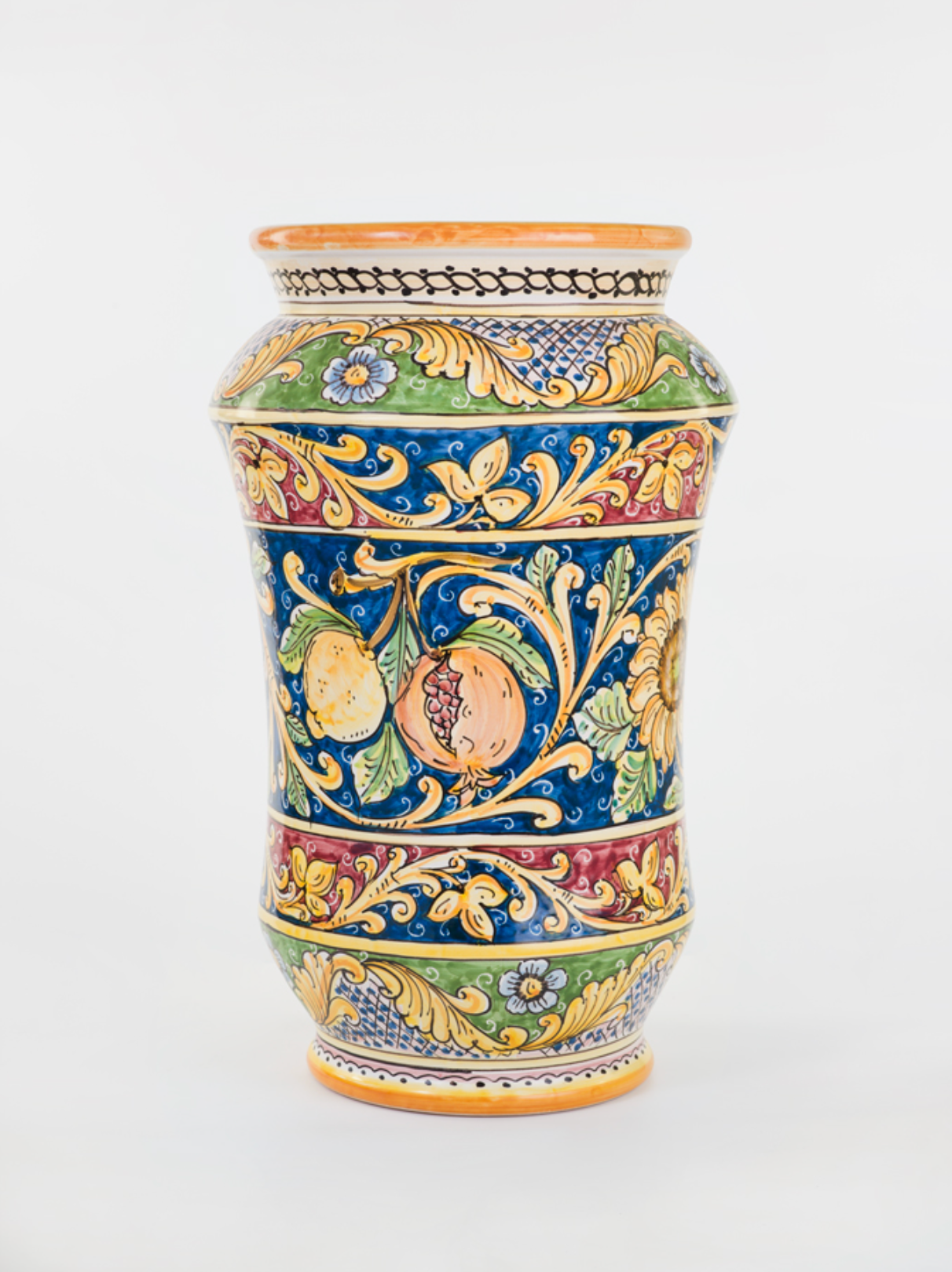 Portaombrelli Albarello fatto a mano Ceramica Caltagirone Decoro Frutta e Girasoli - VASO