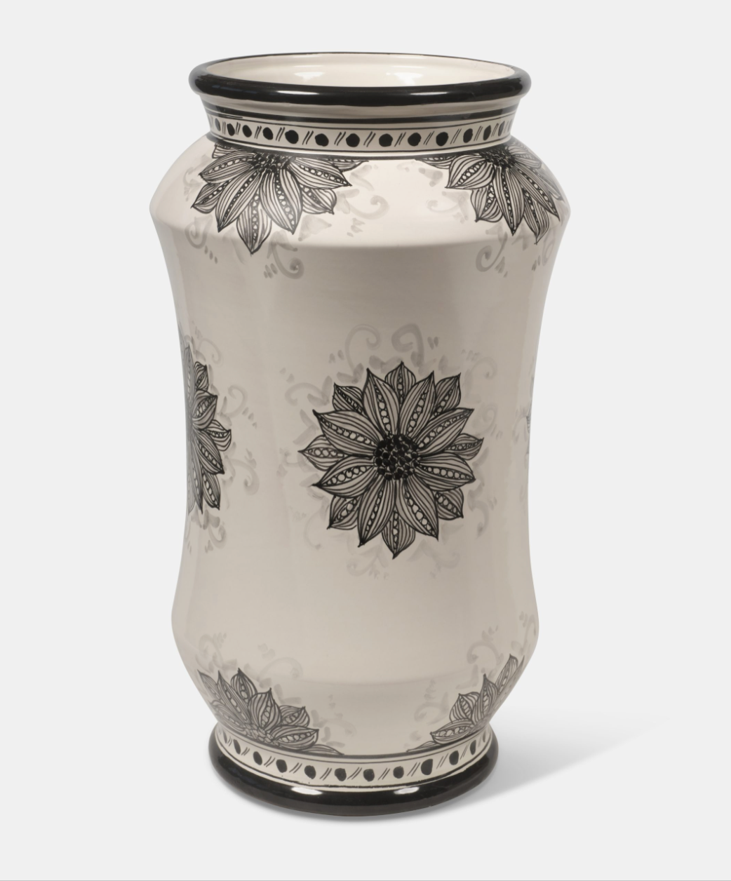 Portaombrelli Albarello fatto a mano Ceramica Caltagirone Decoro Girasole Nero - VASO