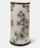 Portaombrelli Cilindrico TDS Ceramica Caltagirone Decoro Fiori e Foglie Neri - VASO