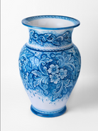 Portaombrelli Liscio fatto a mano Ceramica Caltagirone Decoro Fiori Blu - VASO