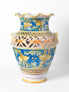 Portaombrelli Traforato fatto a mano Ceramica Caltagirone Decoro Campito Blu - VASO