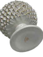 Portavaso Mezza Pigna Ceramica Caltagirone cm H.20 Artigianale Bianco Punte Oro DD CERAMICHE SICILIANE
