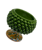 Portavaso Mezza Pigna Ceramica Caltagirone cm H.20 L.20 Artigianale Verde Base Decorata - MEZZA PIGNA