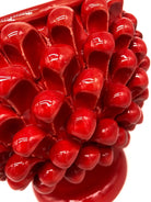 Portavaso Mezza Pigna Ceramica Caltagirone cm H.20 L.20 Artigianale Rosso DD CERAMICHE SICILIANE