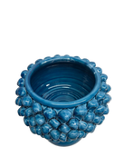 Portavaso Mezza Pigna Ceramica Caltagirone cm H.20 L.20 Artigianale Blu Cristallo DD CERAMICHE SICILIANE