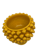 Portavaso Mezza Pigna Ceramica Caltagirone cm H.20 L.20 Artigianale Giallo DD CERAMICHE SICILIANE