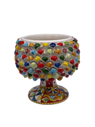 Portavaso Mezza Pigna Ceramica Caltagirone cm H.20 L.20 Artigianale “Carretto” DD CERAMICHE SICILIANE