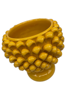 Portavaso Mezza Pigna Ceramica Caltagirone cm H.20 L.20 Artigianale Giallo DD CERAMICHE SICILIANE