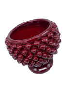 Portavaso Mezza Pigna Ceramica Caltagirone cm H.20 L.20 Artigianale Bordeaux DD CERAMICHE SICILIANE