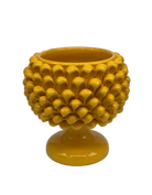 Portavaso Mezza Pigna Ceramica Caltagirone cm H.20 L.20 Artigianale Giallo DD CERAMICHE SICILIANE