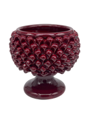 Portavaso Mezza Pigna Ceramica Caltagirone cm H.20 L.20 Artigianale Bordeaux DD CERAMICHE SICILIANE