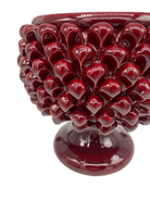 Portavaso Mezza Pigna Ceramica Caltagirone cm H.20 L.20 Artigianale Bordeaux DD CERAMICHE SICILIANE