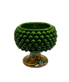 Portavaso Mezza Pigna Ceramica Caltagirone cm H.20 L.20 Artigianale Verde Base Decorata - MEZZA PIGNA