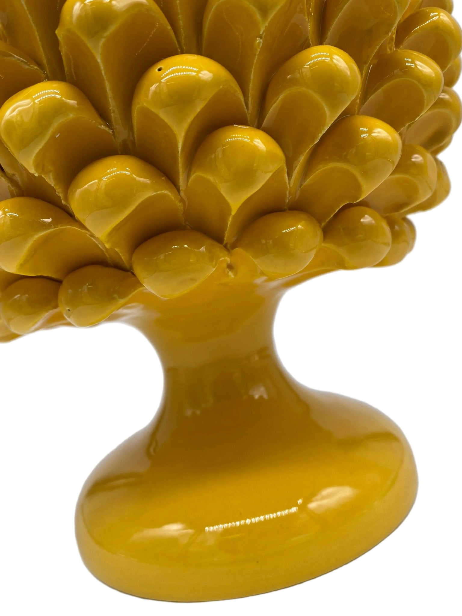 Portavaso Mezza Pigna Ceramica Caltagirone cm H.20 L.20 Artigianale Giallo DD CERAMICHE SICILIANE