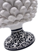 Portavaso Mezza Pigna Ceramica Caltagirone cm H.20 L.20 Artigianale Bianco Base Decorata DD CERAMICHE SICILIANE