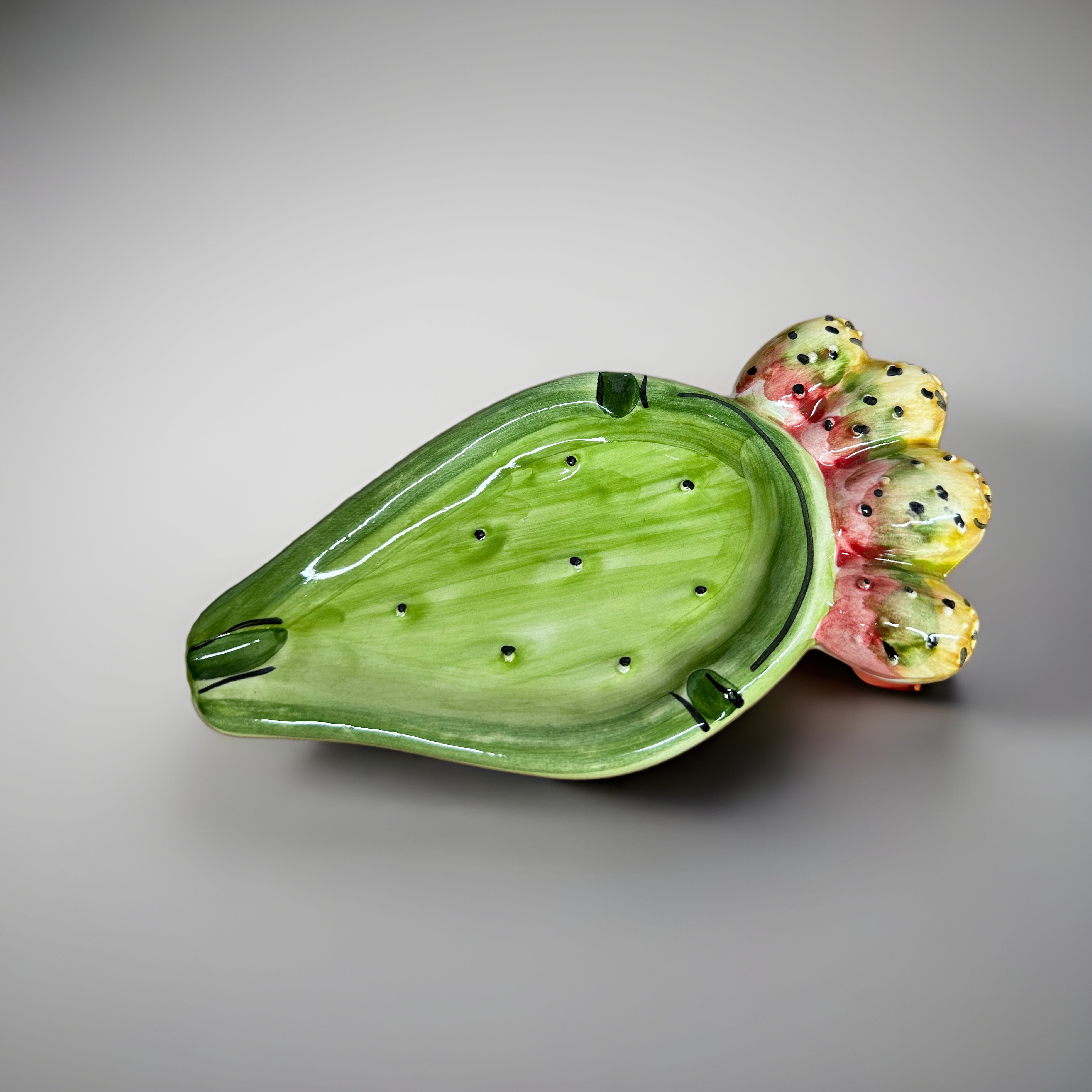 Posacenere Pala Fichi d’India Decorata a mano 16x9cm Ceramica Caltagirone - OGGETTISTICA