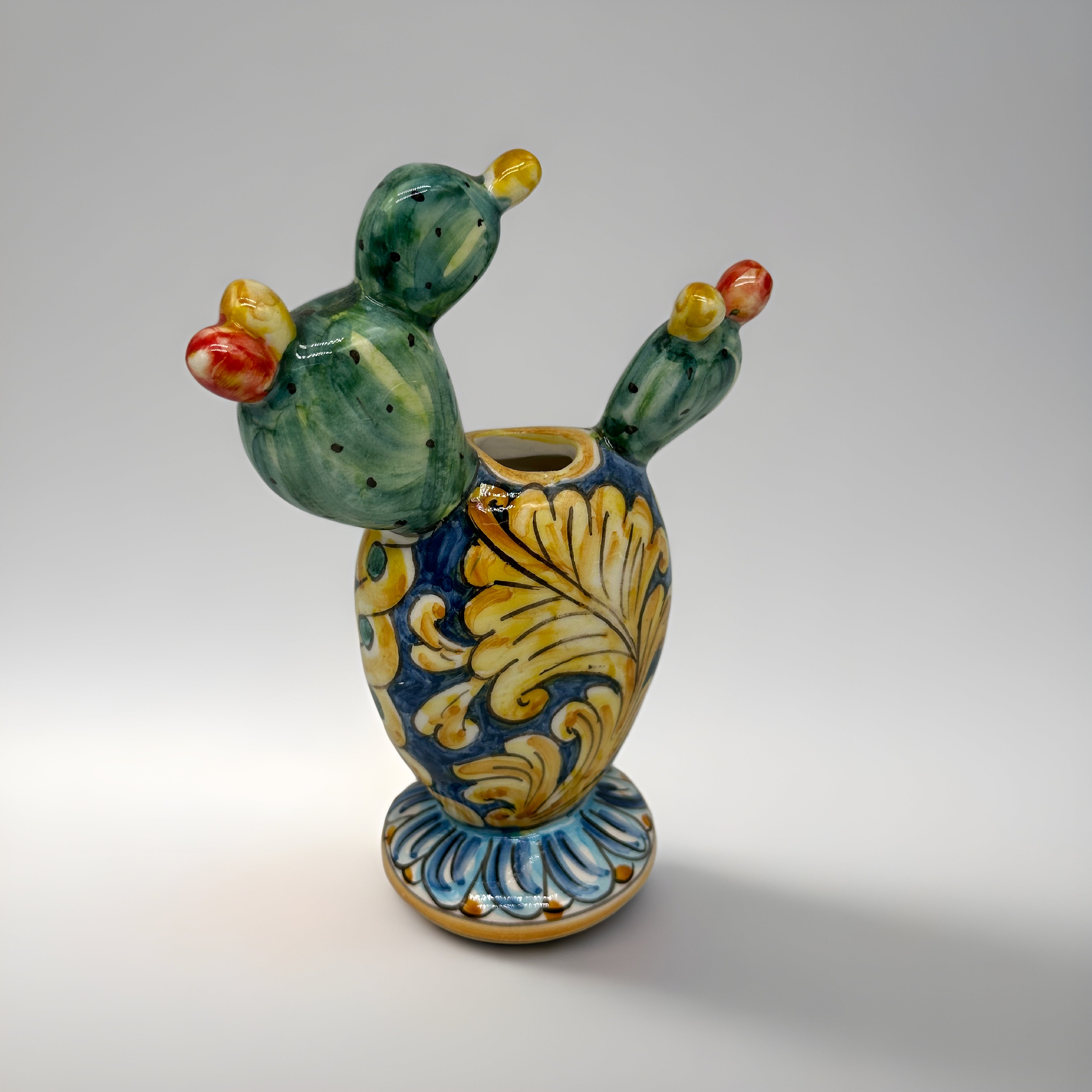 Profumatore Pianta Fichi d’India Decorata Ceramica Caltagirone - BOMBONIERA