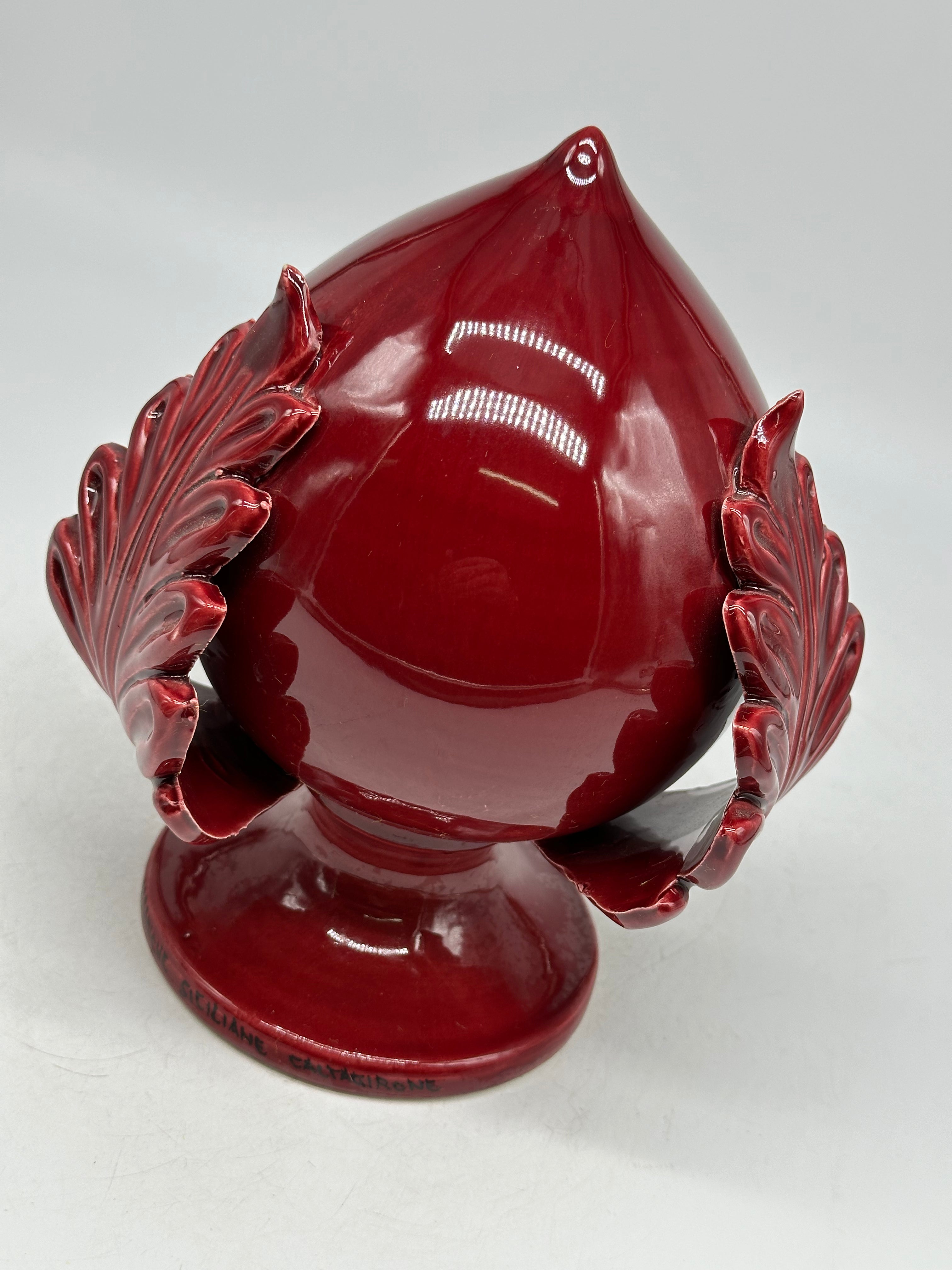 Pumo Ceramica Caltagirone cm H.20 Artigianale Bordeaux - PUMI