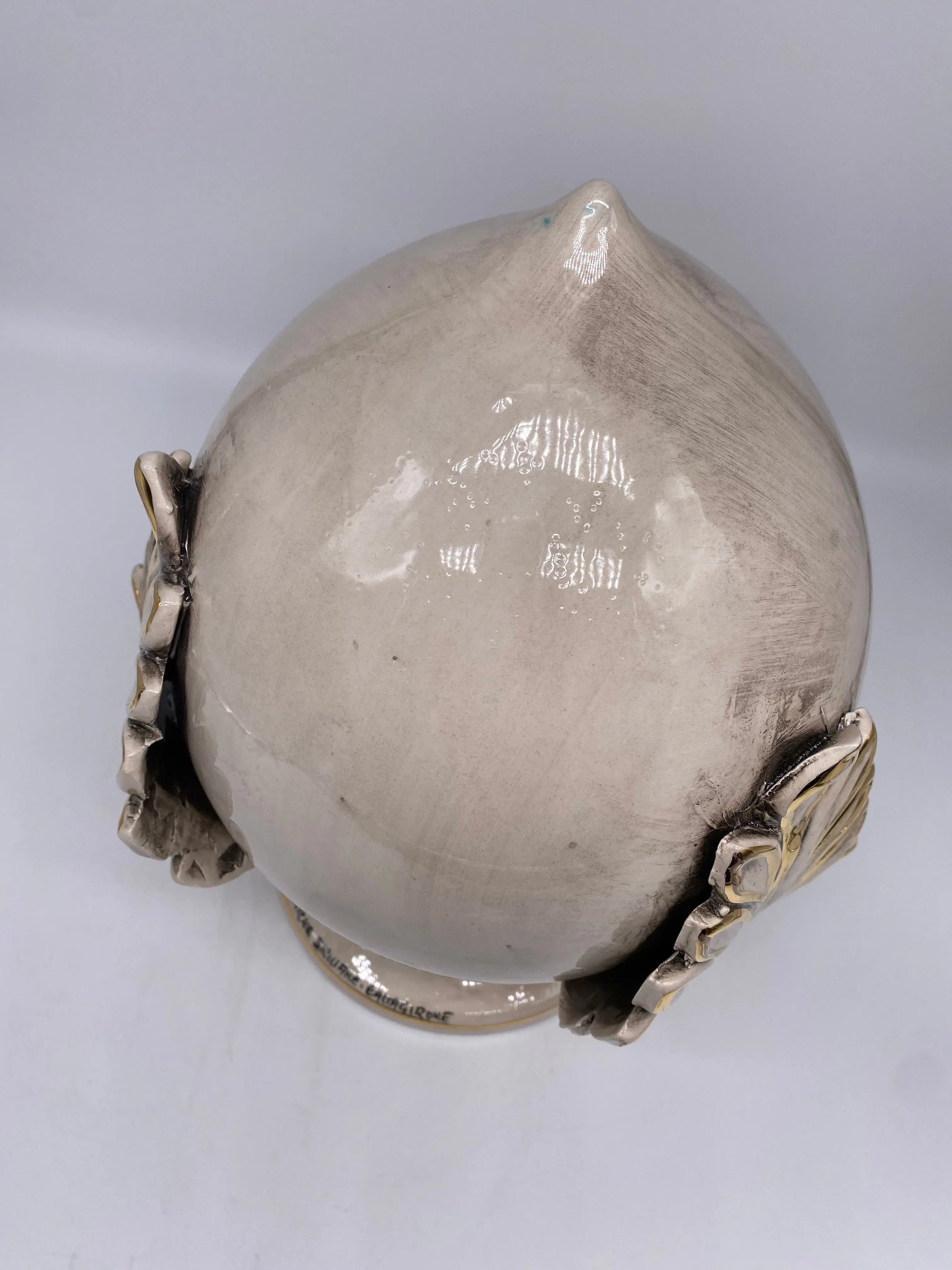 Pumo Ceramica Caltagirone cm H.30 Artigianale Écru Oro DD CERAMICHE SICILIANE