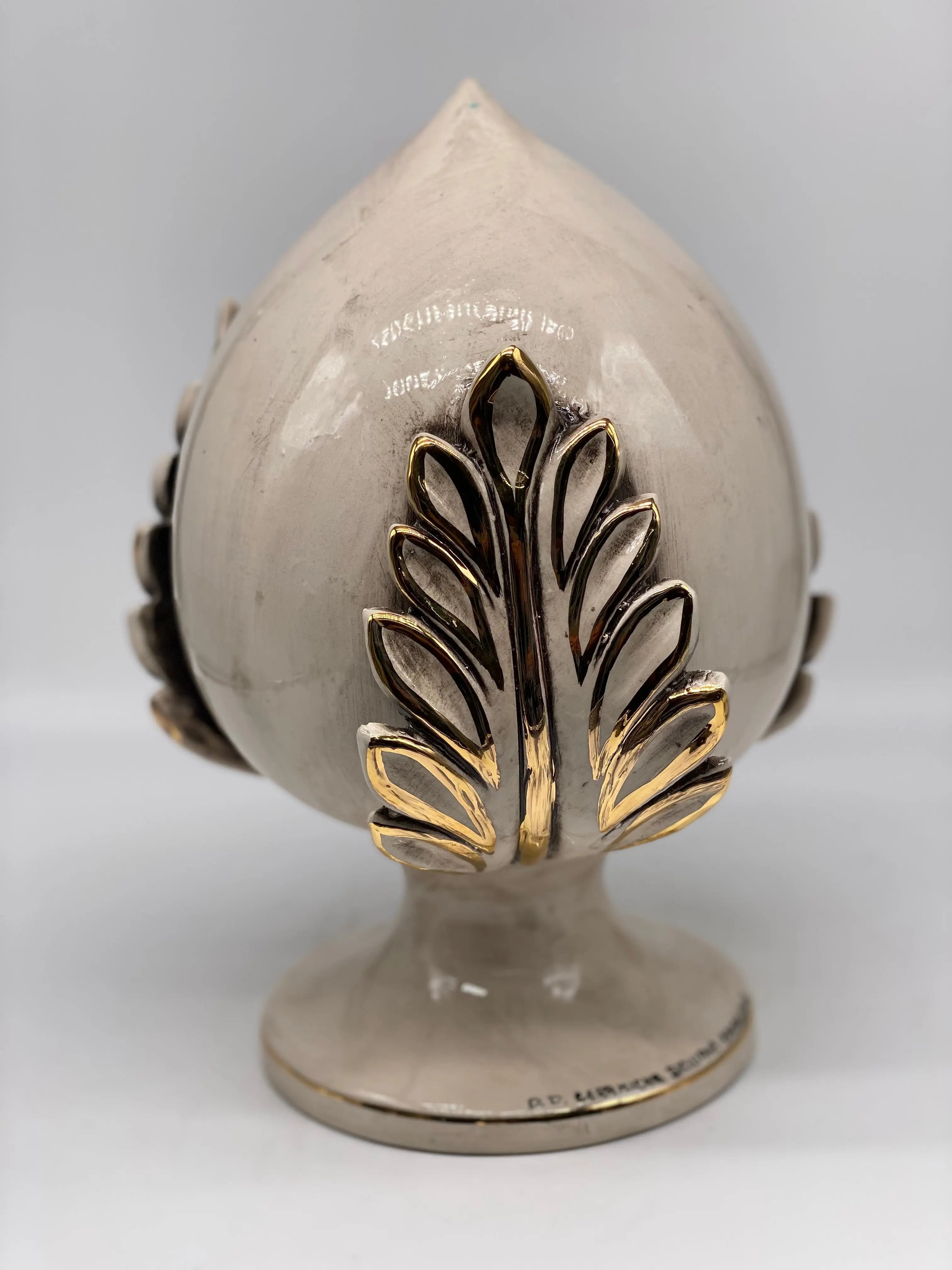 Pumo Ceramica Caltagirone cm H.30 Artigianale Écru Oro DD CERAMICHE SICILIANE