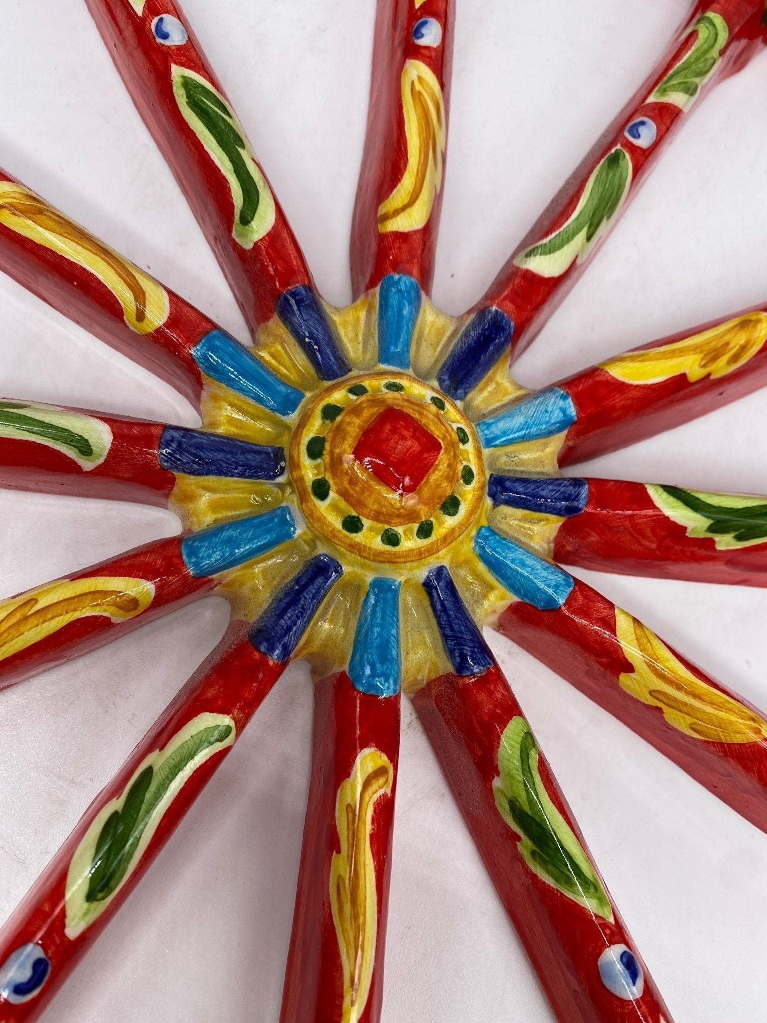 Ruota Carretto Siciliano Ceramica Caltagirone Diametro 30 cm Artigianale Decorata - DD CERAMICHE SICILIANE