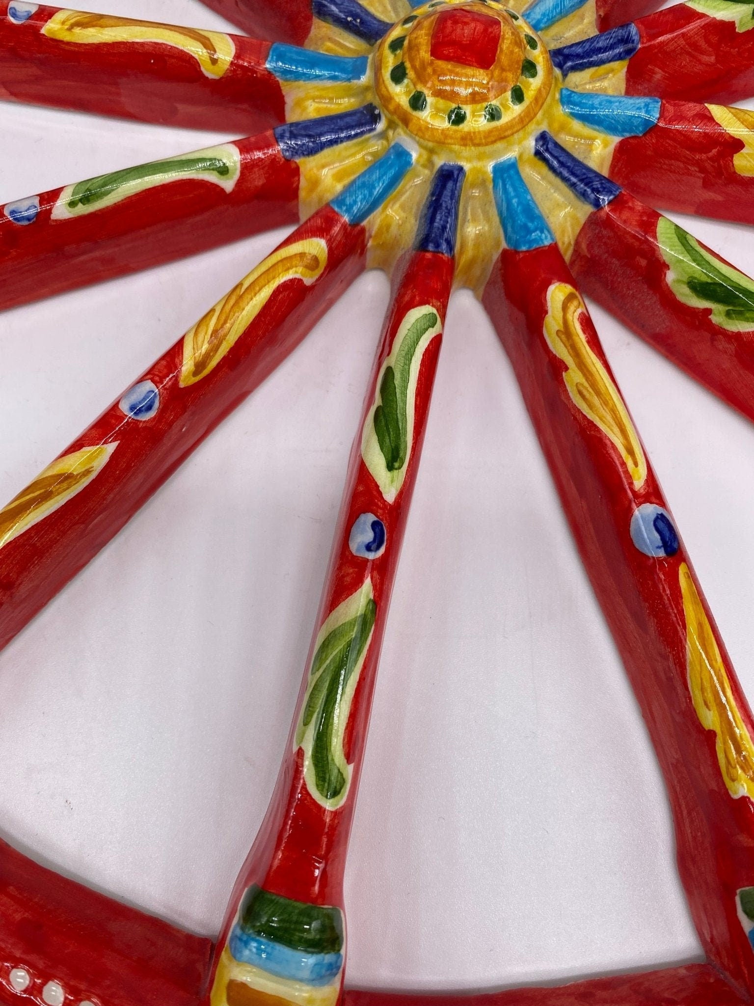 Ruota Carretto Siciliano Ceramica Caltagirone Diametro 30 cm Artigianale Decorata - DD CERAMICHE SICILIANE