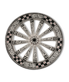 Ruota Carretto Siciliano Ceramica Caltagirone Diametro 35 cm Artigianale TDS Decoro Bianco Nero - OGGETTISTICA