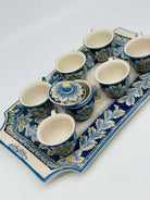 Set 6 tazzine da caffè con Vassoio e Zuccheriera Ceramica Caltagirone decorata a mano - MADE IN SICILY