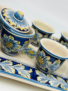 Set 6 tazzine da caffè con Vassoio e Zuccheriera Ceramica Caltagirone decorata a mano - MADE IN SICILY