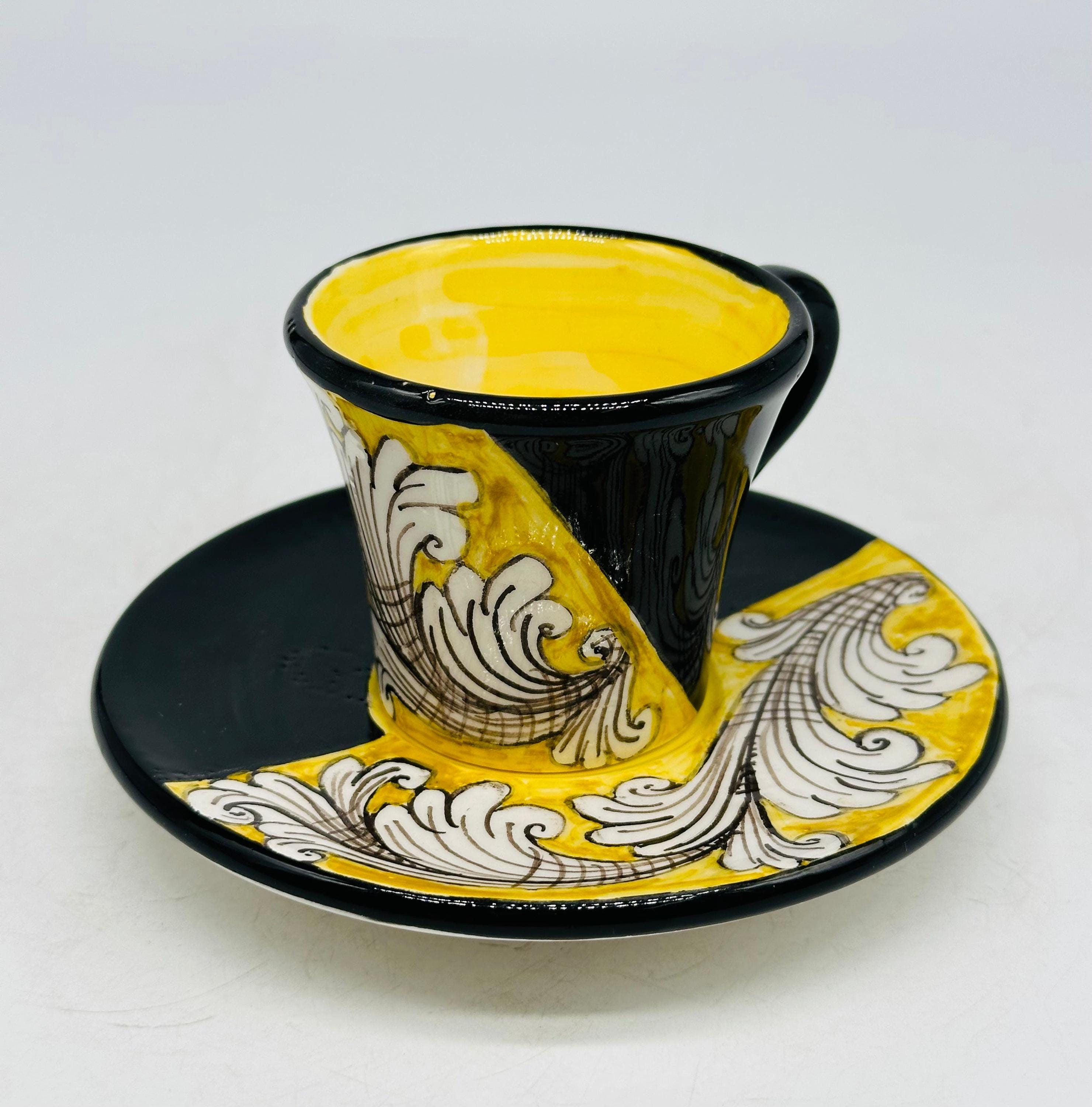 Set 6 tazzine da caffè decorate a mano “Ornato” Ceramica Caltagirone - MADE IN SICILY