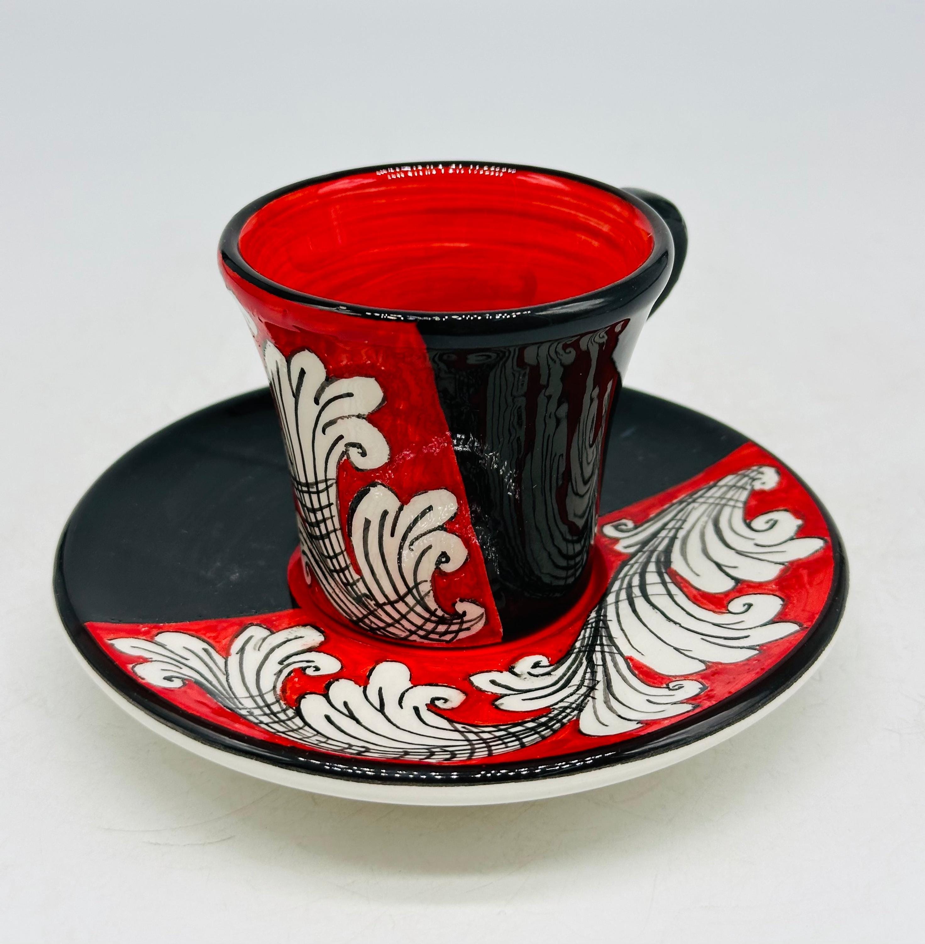 Set 6 tazzine da caffè decorate a mano “Ornato” Ceramica Caltagirone - MADE IN SICILY