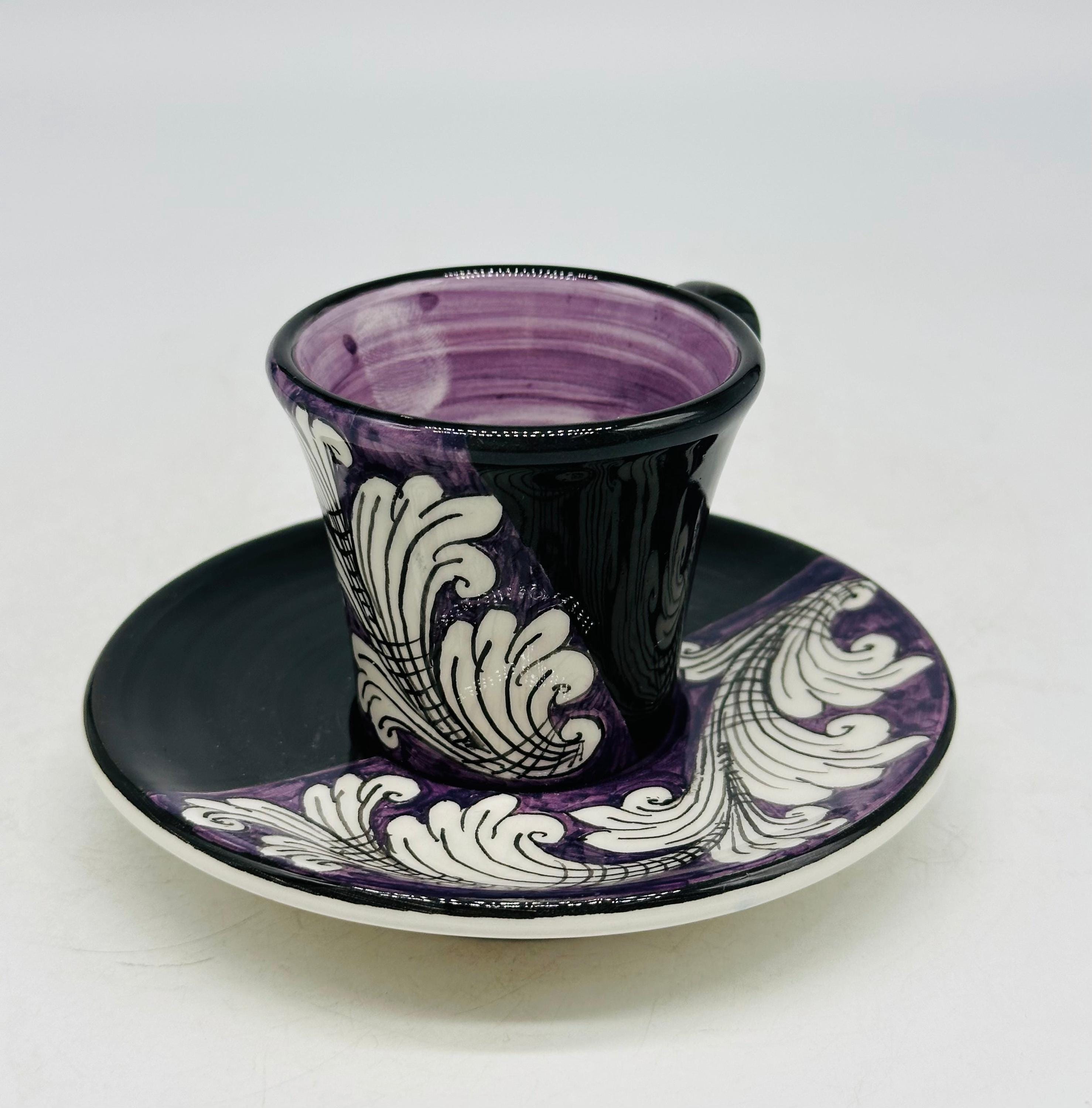 Set 6 tazzine da caffè decorate a mano “Ornato” Ceramica Caltagirone - MADE IN SICILY