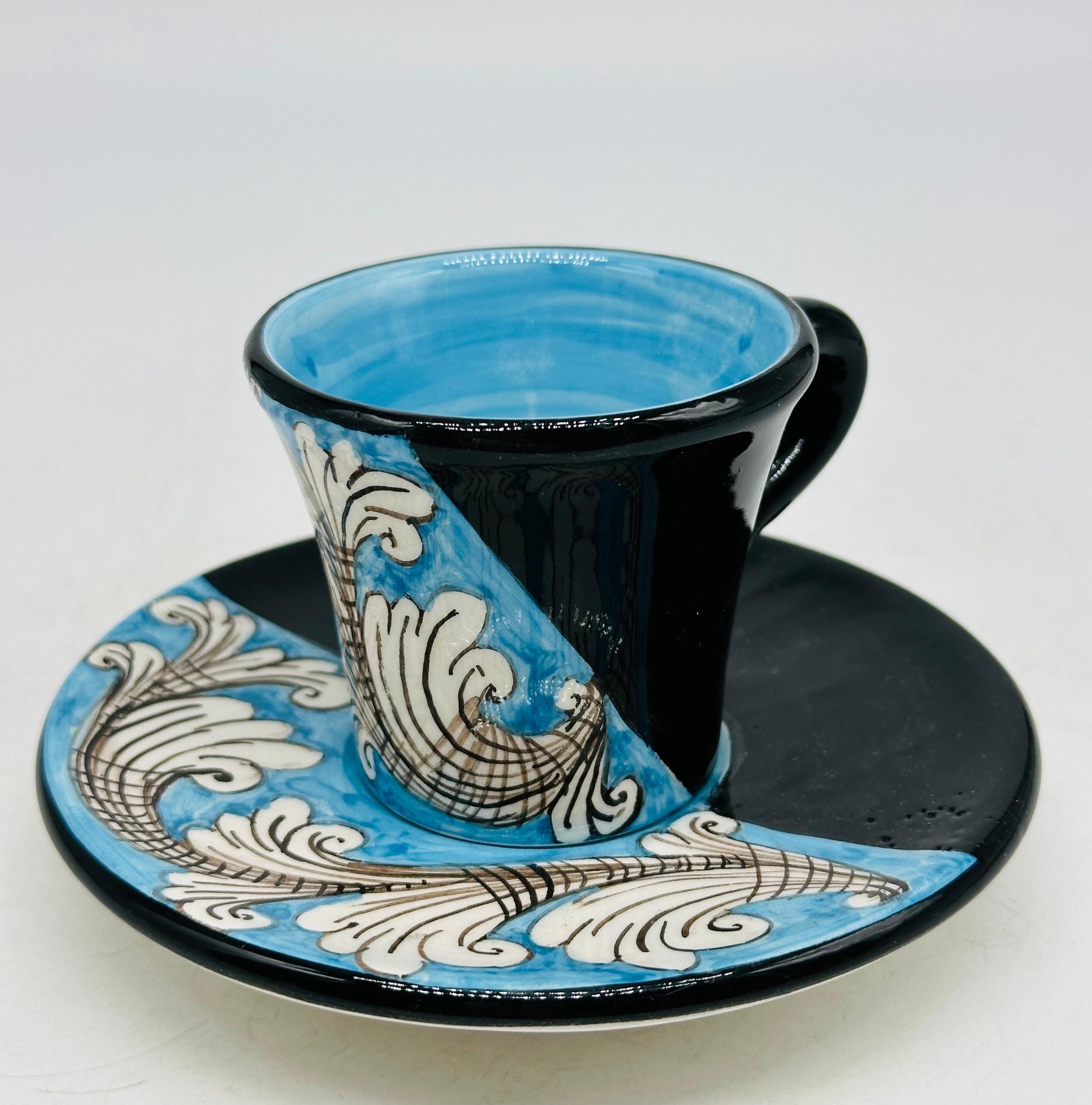 Set 6 tazzine da caffè decorate a mano “Ornato” Ceramica Caltagirone - MADE IN SICILY