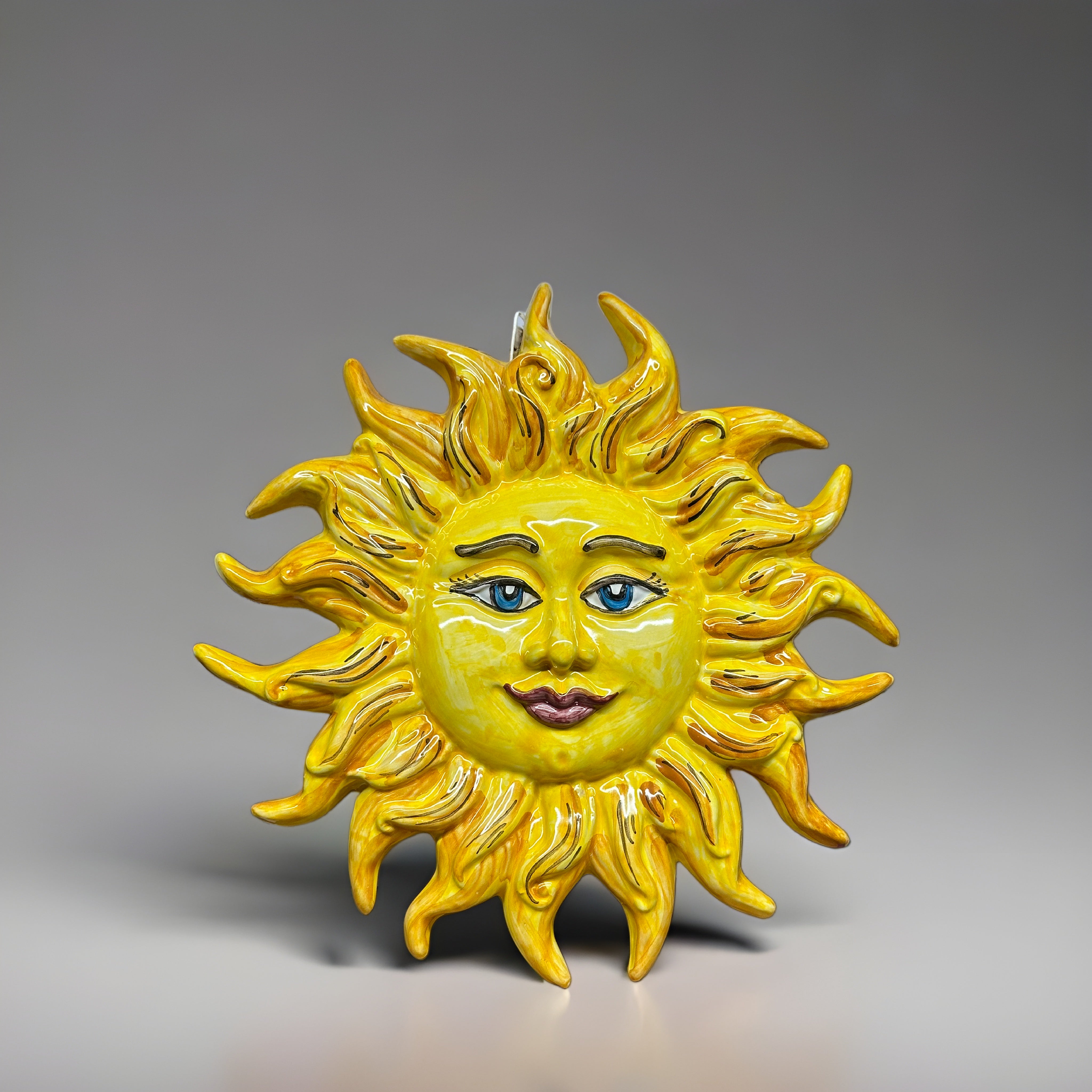 Sole Decorato Giallo cm D.29 Ceramica Caltagirone - OGGETTISTICA