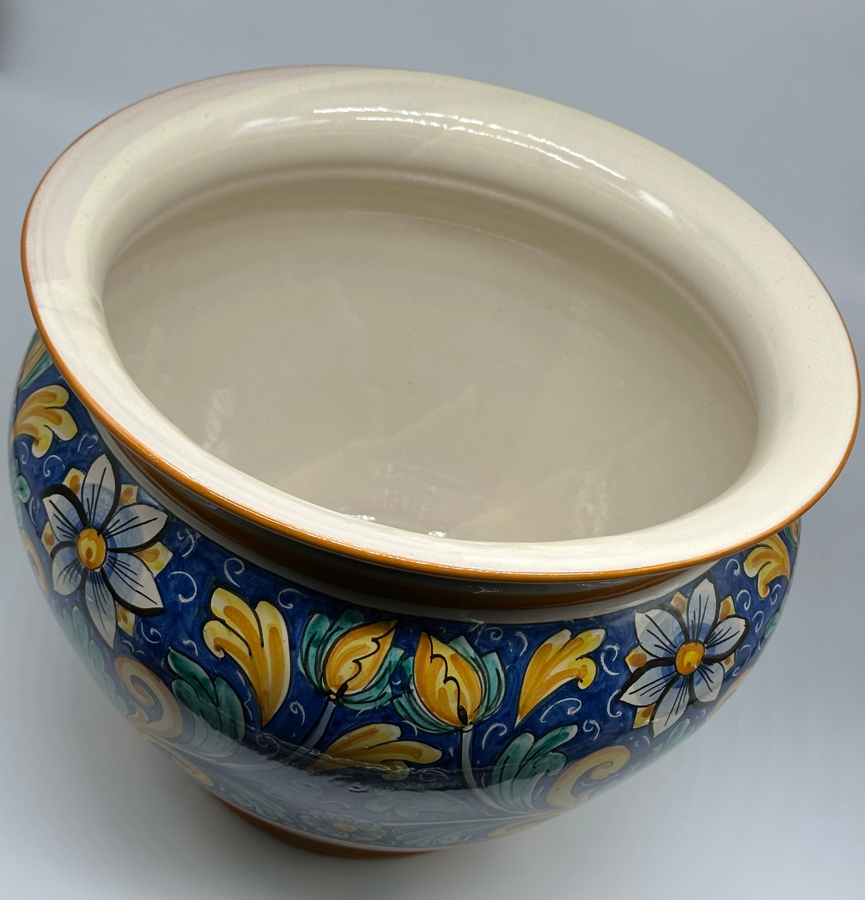 Portavaso Decorato a Mano Diametro 30cm Ceramica Caltagirone V.1 - MEZZA PIGNA