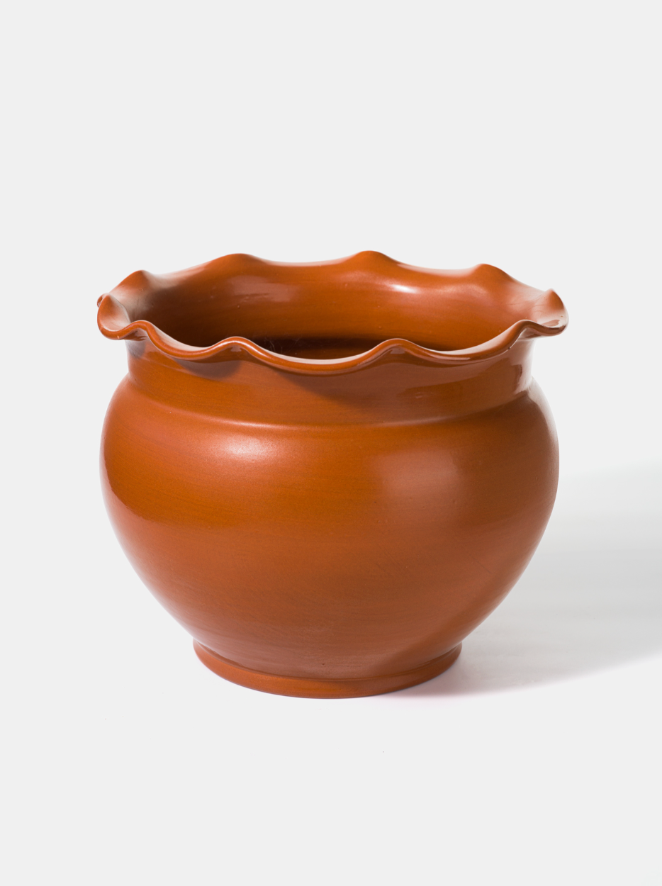 Sottovaso Smerlato cm D.30 H.26 Ceramica Caltagirone Miele - OGGETTISTICA