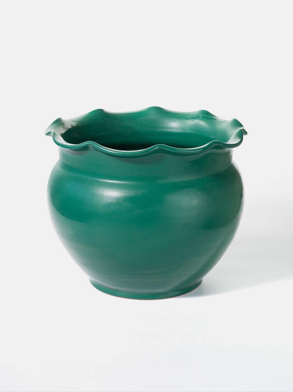 Sottovaso Smerlato cm D.30 H.26 Ceramica Caltagirone Verde - OGGETTISTICA