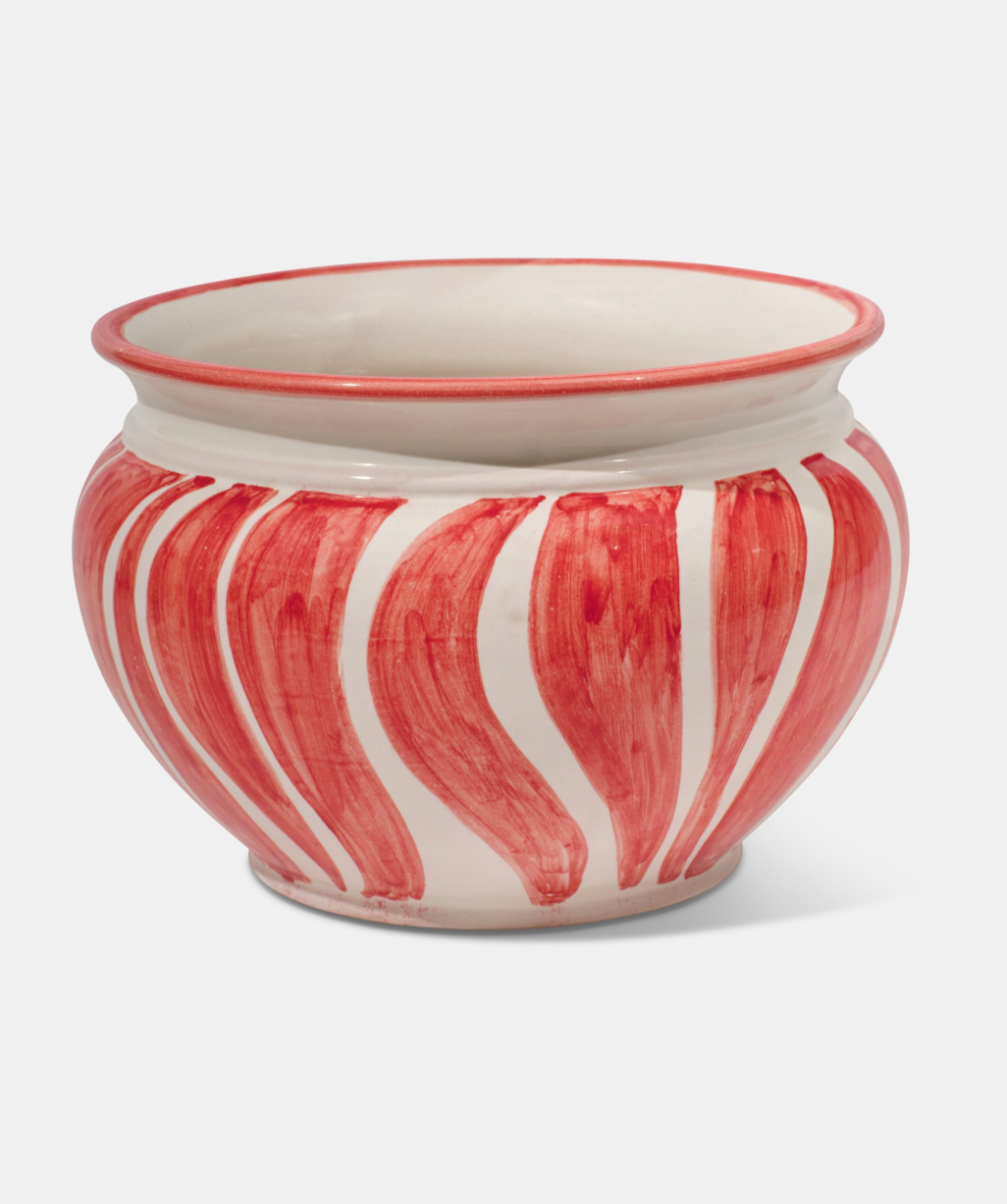 Sottovaso Linee Morbide Rosse Decorato a Mano cm L.20 Ceramica Caltagirone - OGGETTISTICA