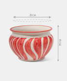 Sottovaso Linee Morbide Rosse Decorato a Mano cm L.20 Ceramica Caltagirone - OGGETTISTICA