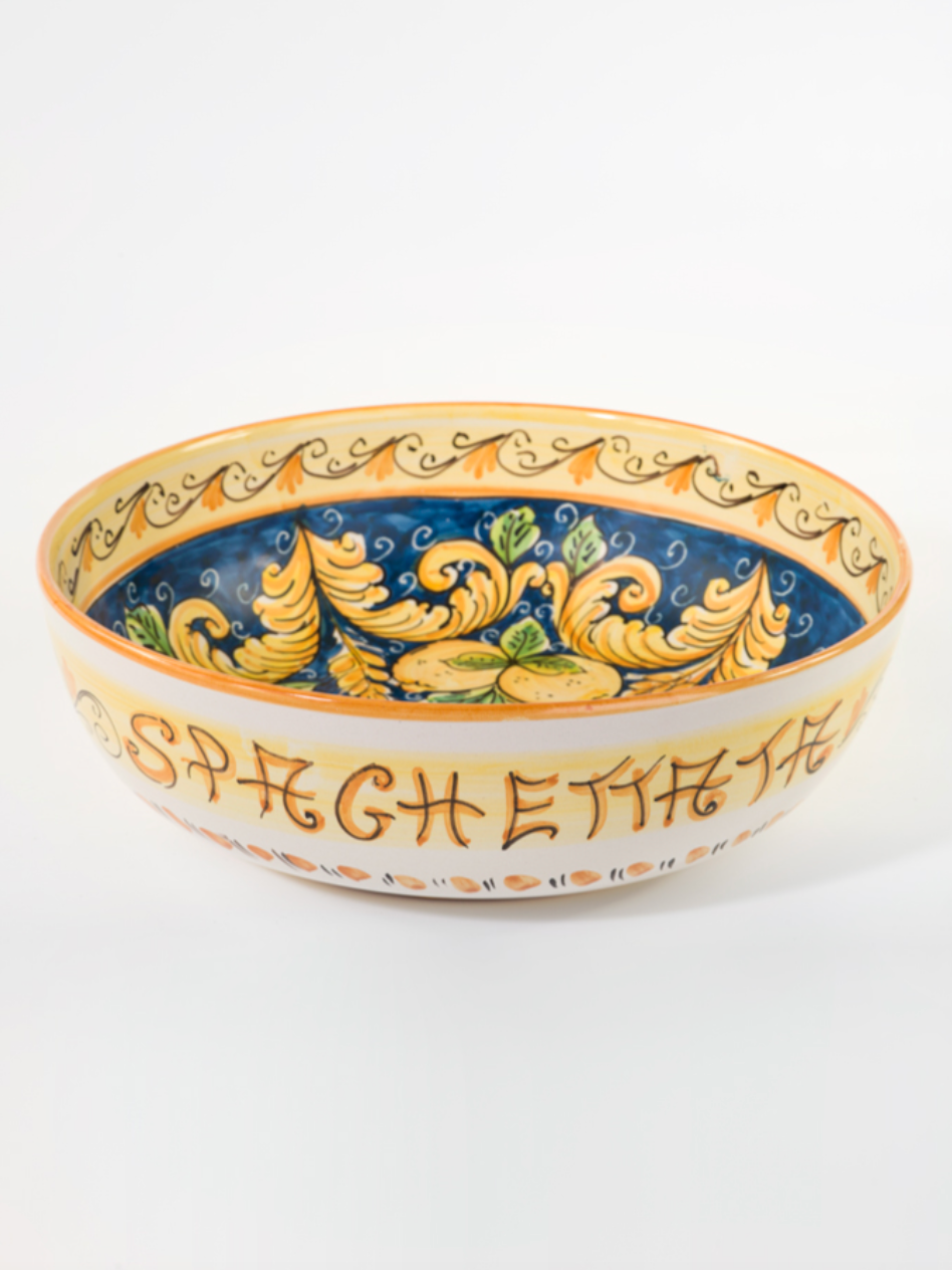Spaghettiera Limoni Blu TDS Diametro 33cm Ceramica Caltagirone Artigianale - OGGETTISTICA