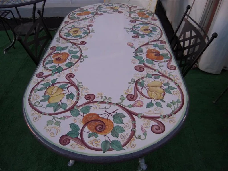 Tavolo Ovale Agrumi di Sicilia – Pietra Lavica Decorata - TAVOLI