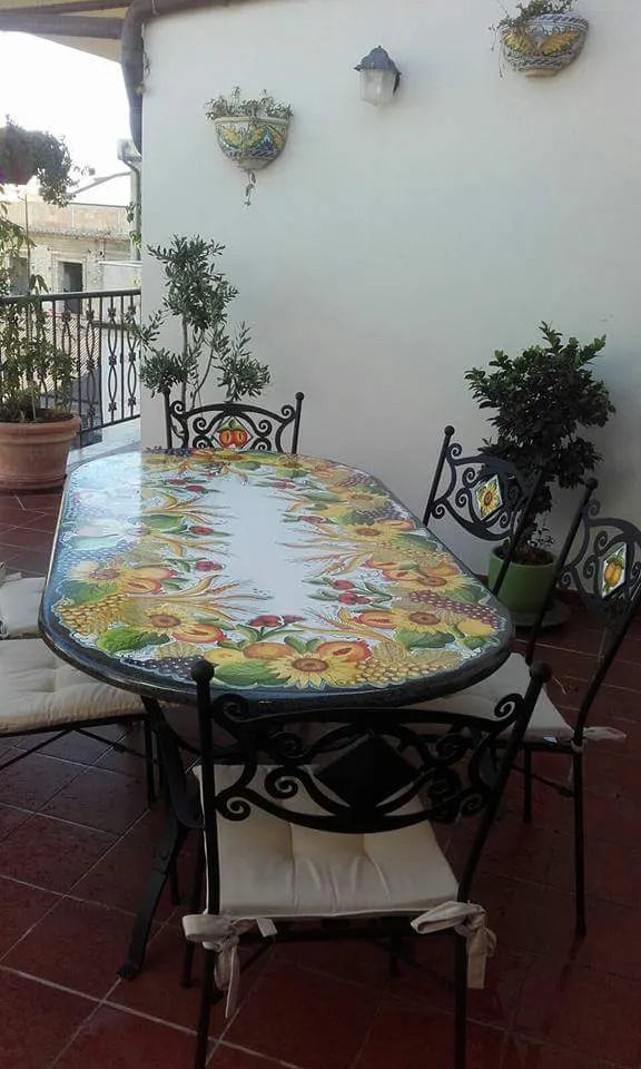 Tavolo Ovale Allegoria di Frutta – Pietra Lavica Decorata - TAVOLI