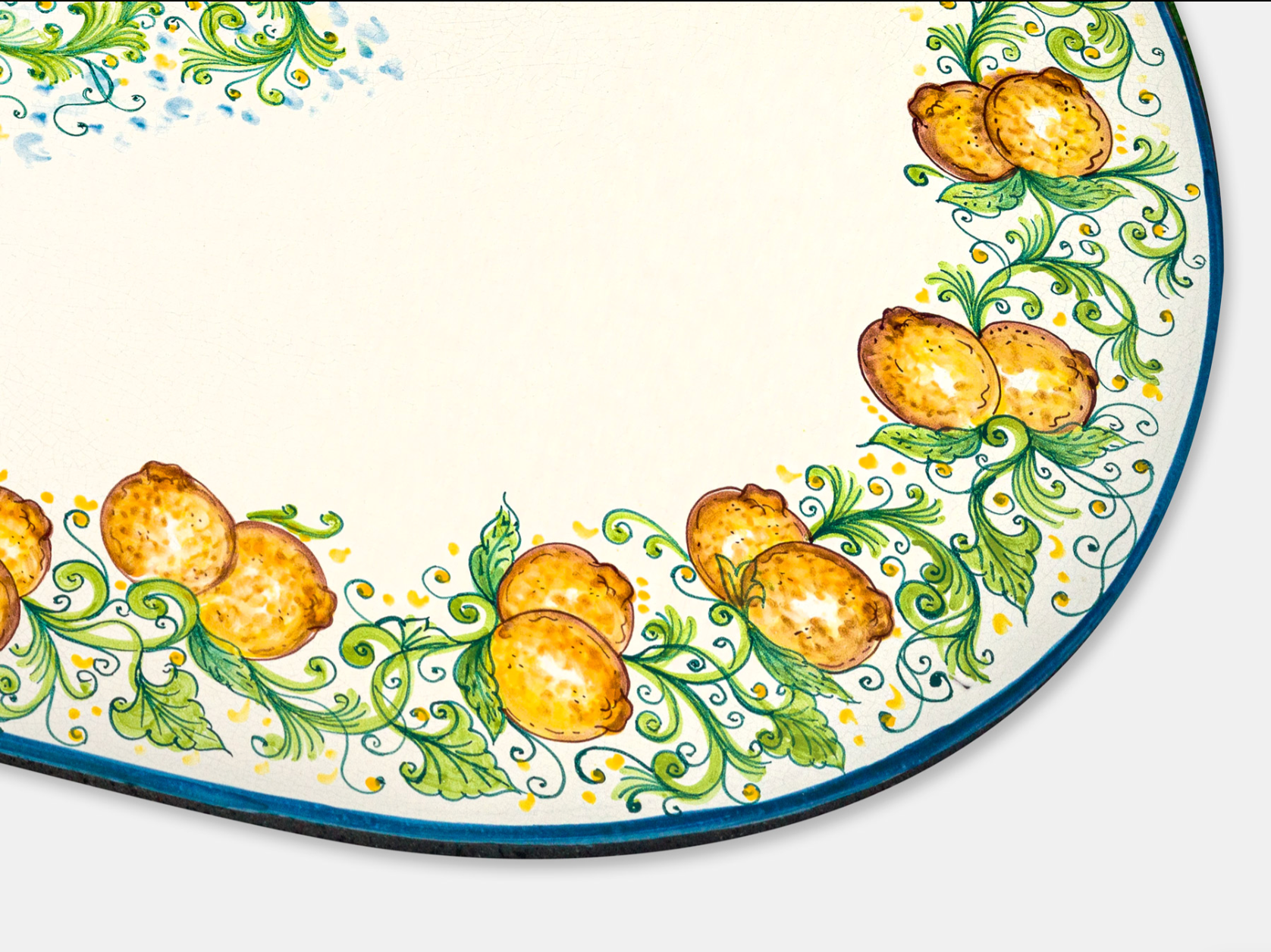 Tavolo Ovale cm 160x90 Pietra Lavica Decoro Limoni e Margherite - TAVOLI