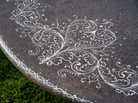 Tavolo Ovale cm 180x100 Pietra Lavica Decoro Astratto Bianco - TAVOLI