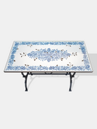 Tavolo Ovale cm 180x90 Pietra Lavica Decoro Floreale Blu - TAVOLI