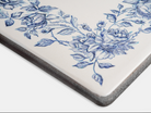 Tavolo Ovale cm 180x90 Pietra Lavica Decoro Floreale Blu - TAVOLI